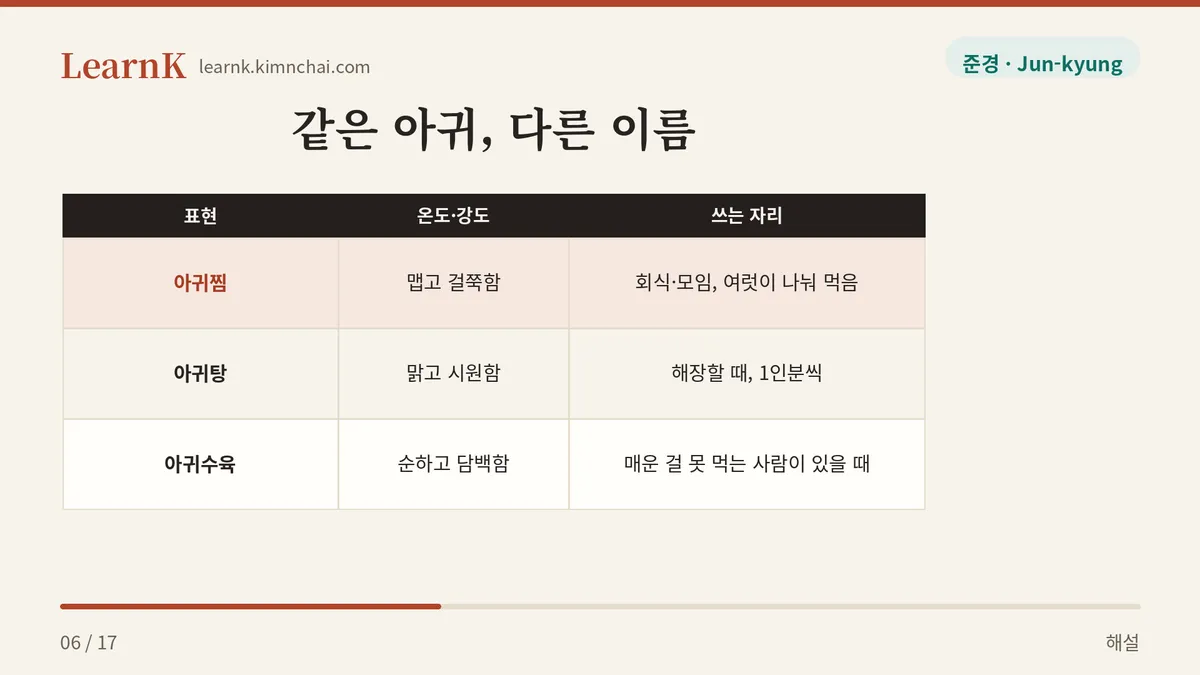 아귀찜 · 아귀탕 · 아귀수육