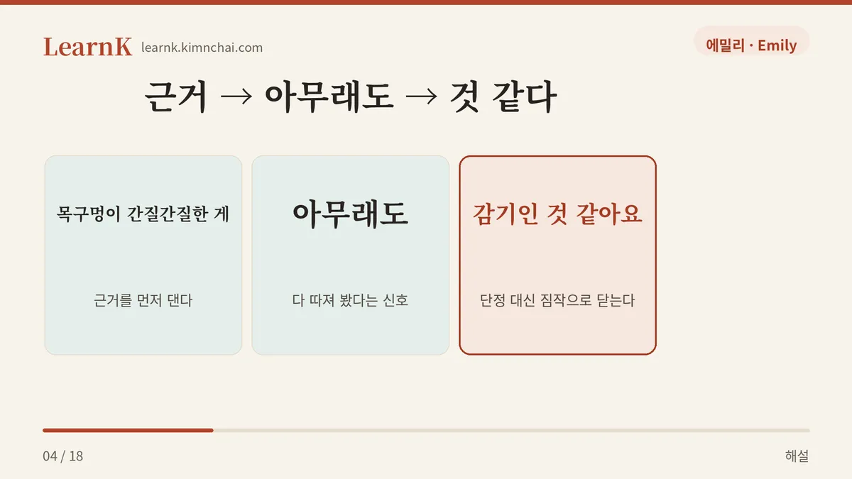 근거 다음에 아무래도