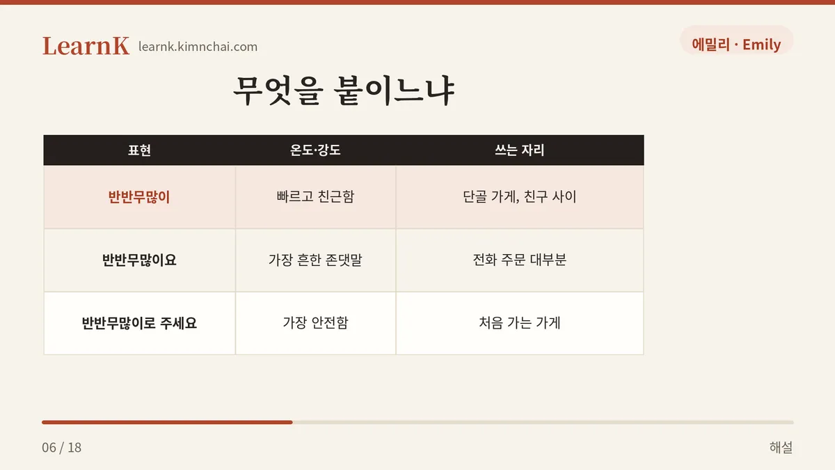 정중함은 뒤에 붙인다