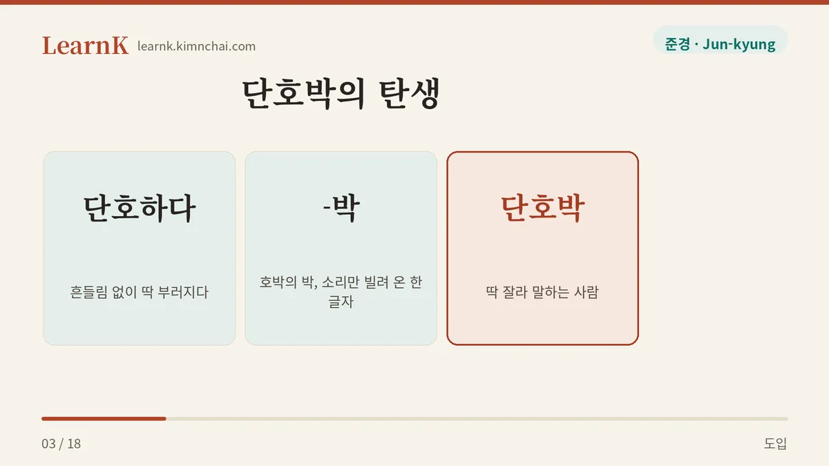 단호하다 더하기 박
