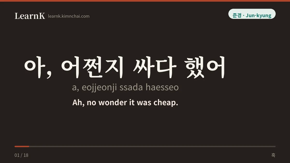 아, 어쩐지 싸다 했어