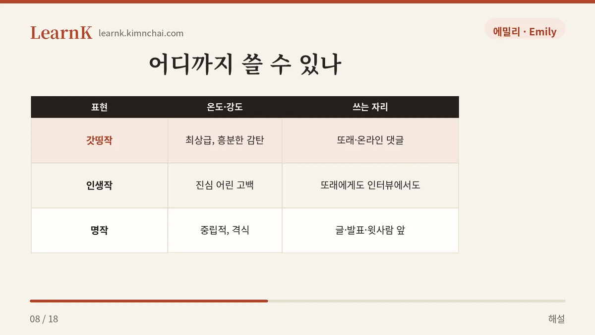 갓띵작 · 인생작 · 명작