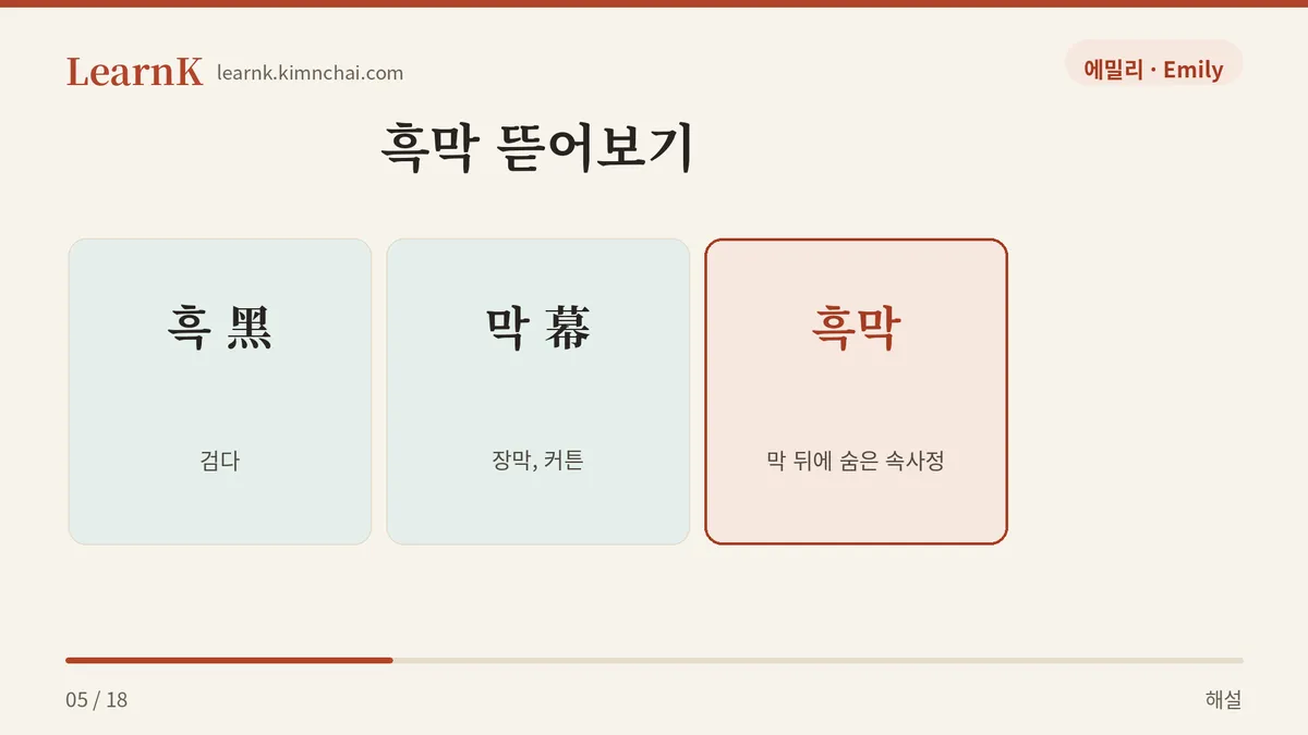 검을 흑 + 장막 막