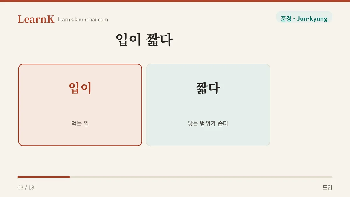입 더하기 짧다