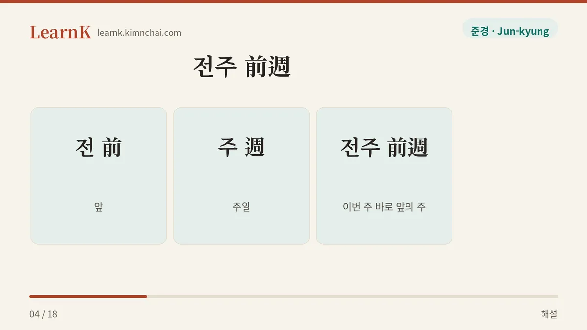 앞 전 더하기 주일 주