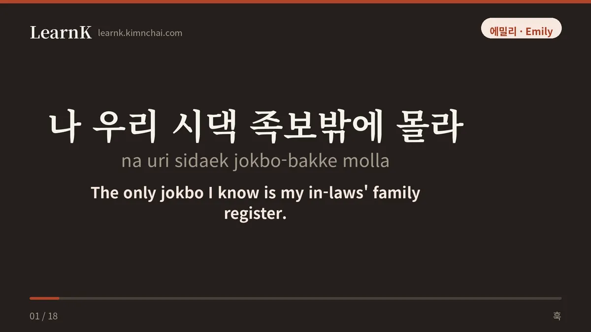 나 우리 시댁 족보밖에 몰라