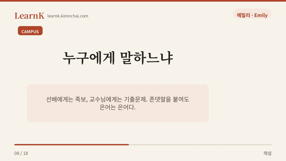 교수님께는 안 쓴다