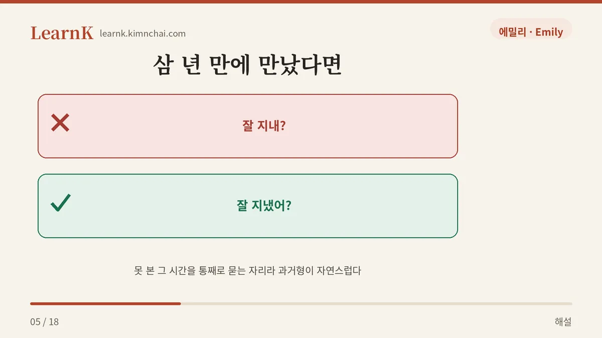 잘 지내? vs 잘 지냈어?