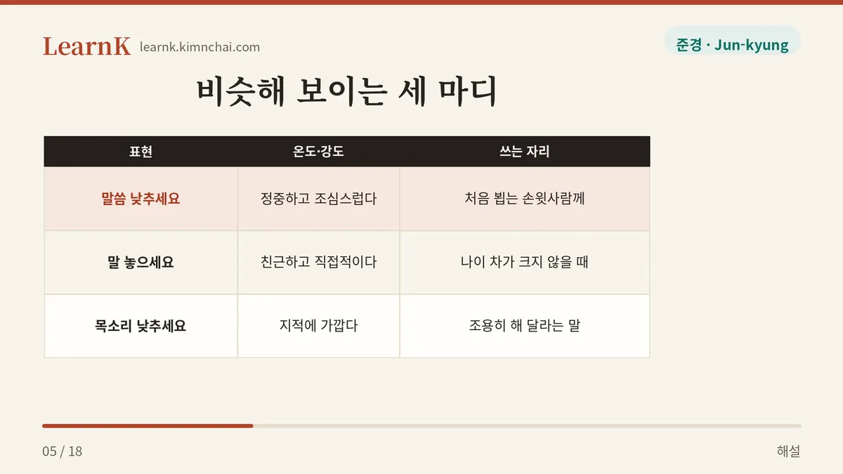 낮추세요, 무엇을?