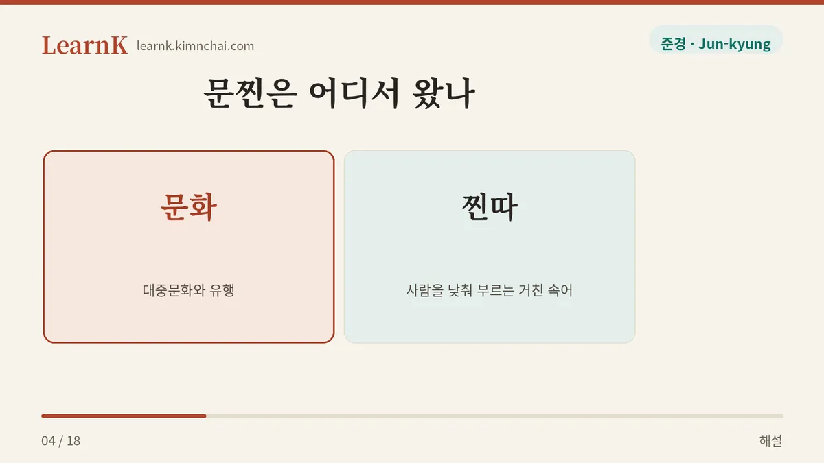 문찐 = 문화 + 찐따