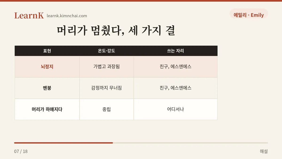 뇌정지와 멘붕의 차이
