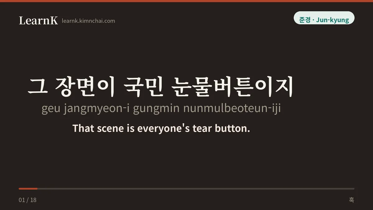 그 장면이 국민 눈물버튼이지