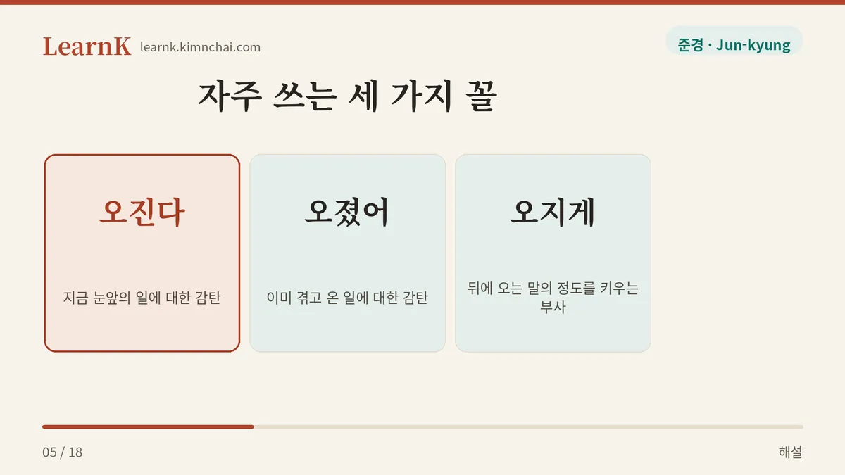 오진다 · 오졌어 · 오지게