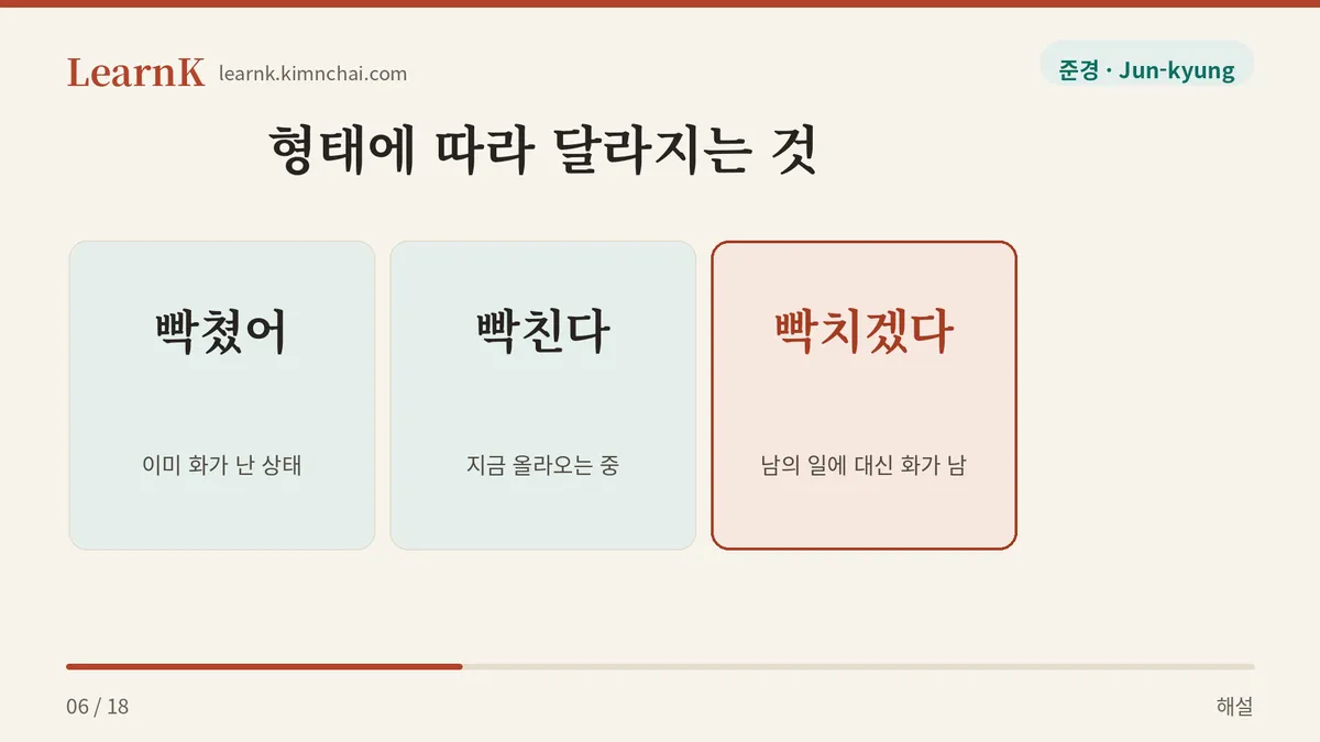 빡쳤어 · 빡친다 · 빡치겠다