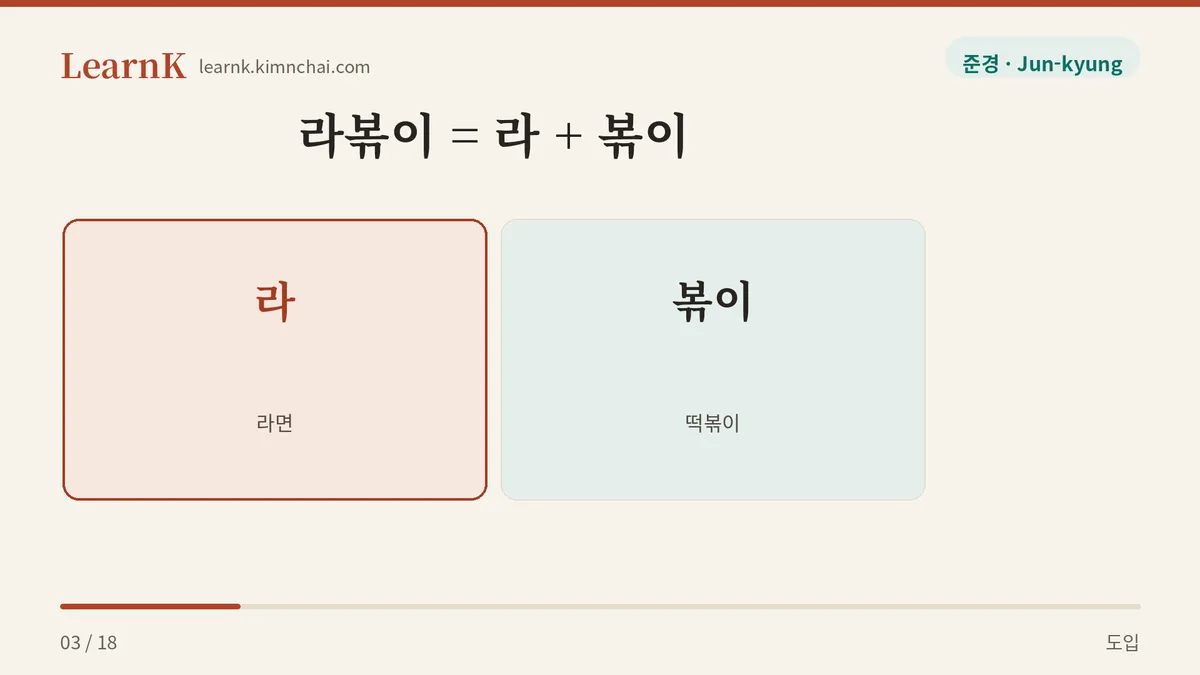 라볶이 = 라 + 볶이