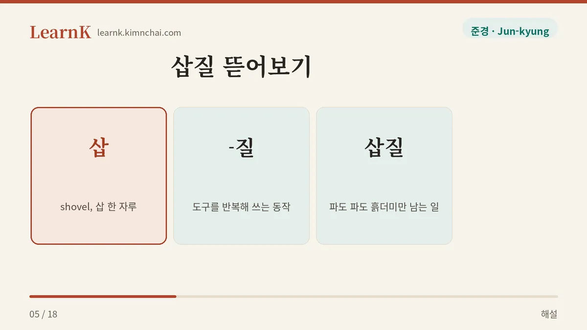 삽 더하기 질
