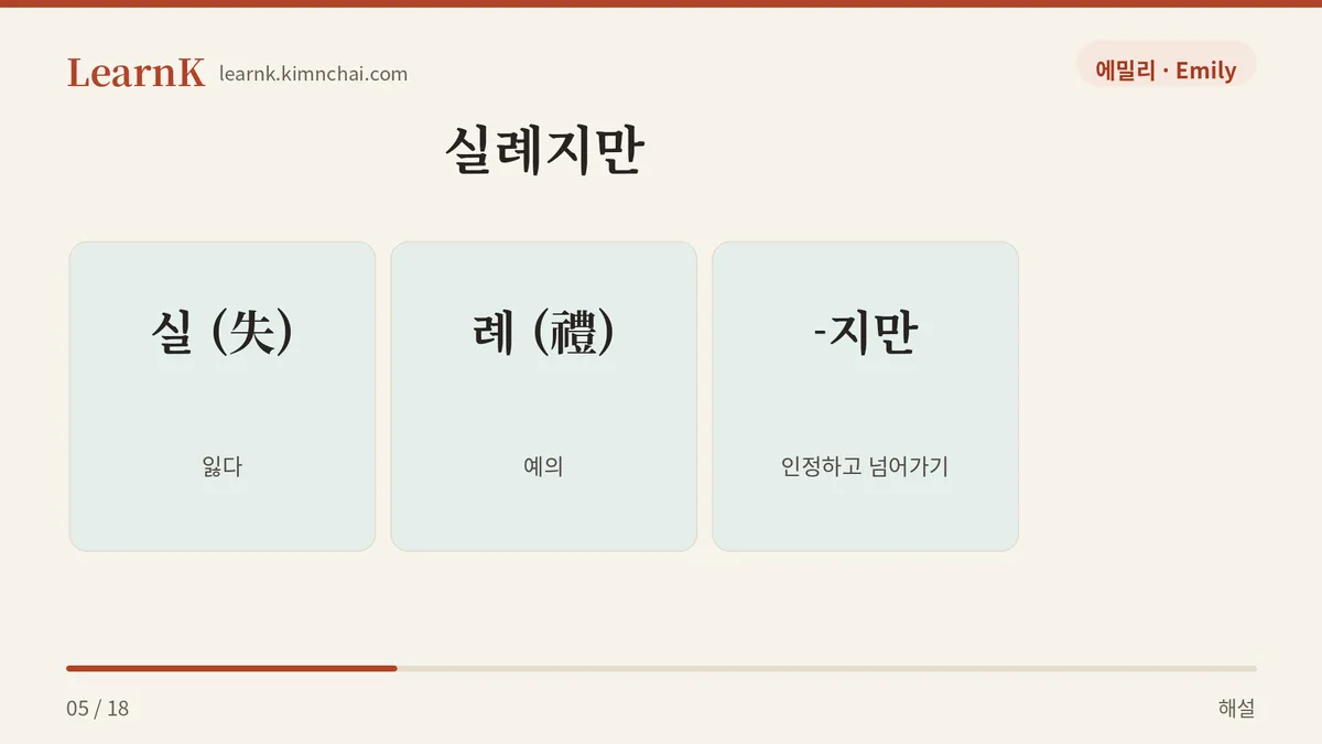 실례 + 지만