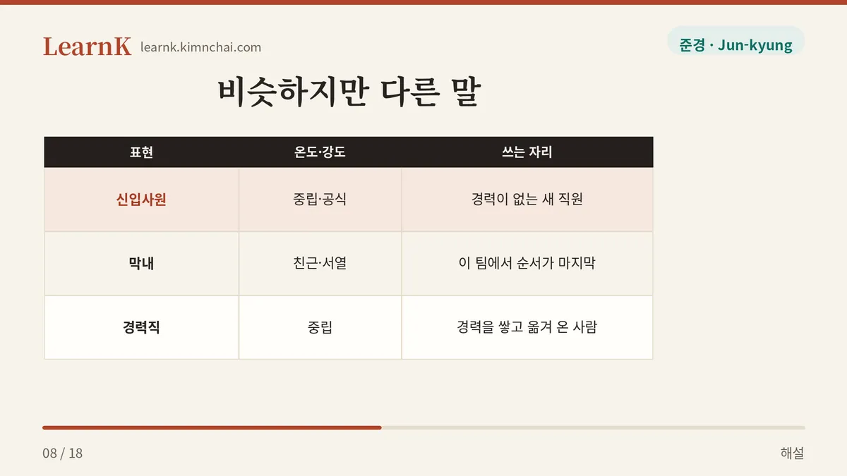 신입사원과 막내