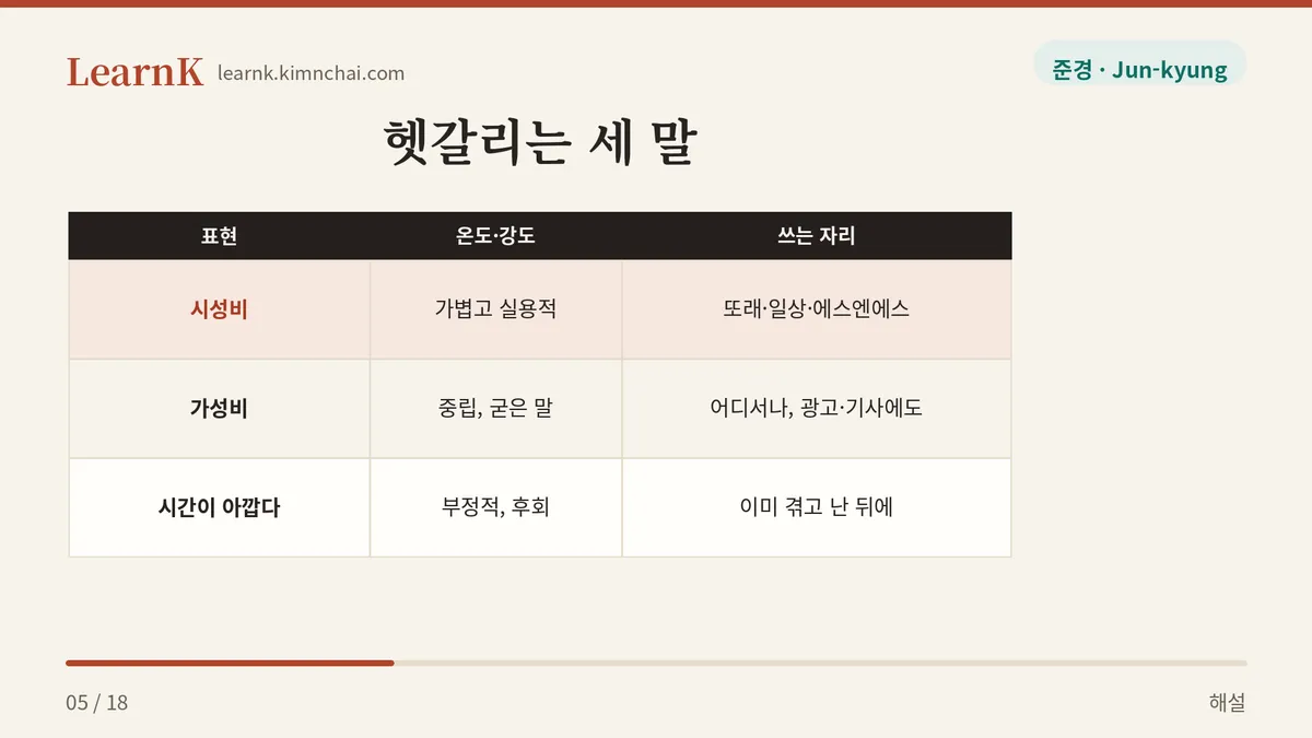 고르기 전이냐 겪은 뒤냐