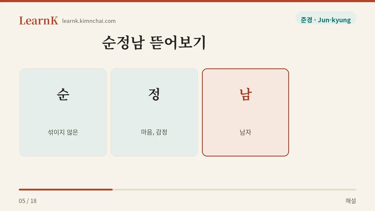 순 · 정 · 남