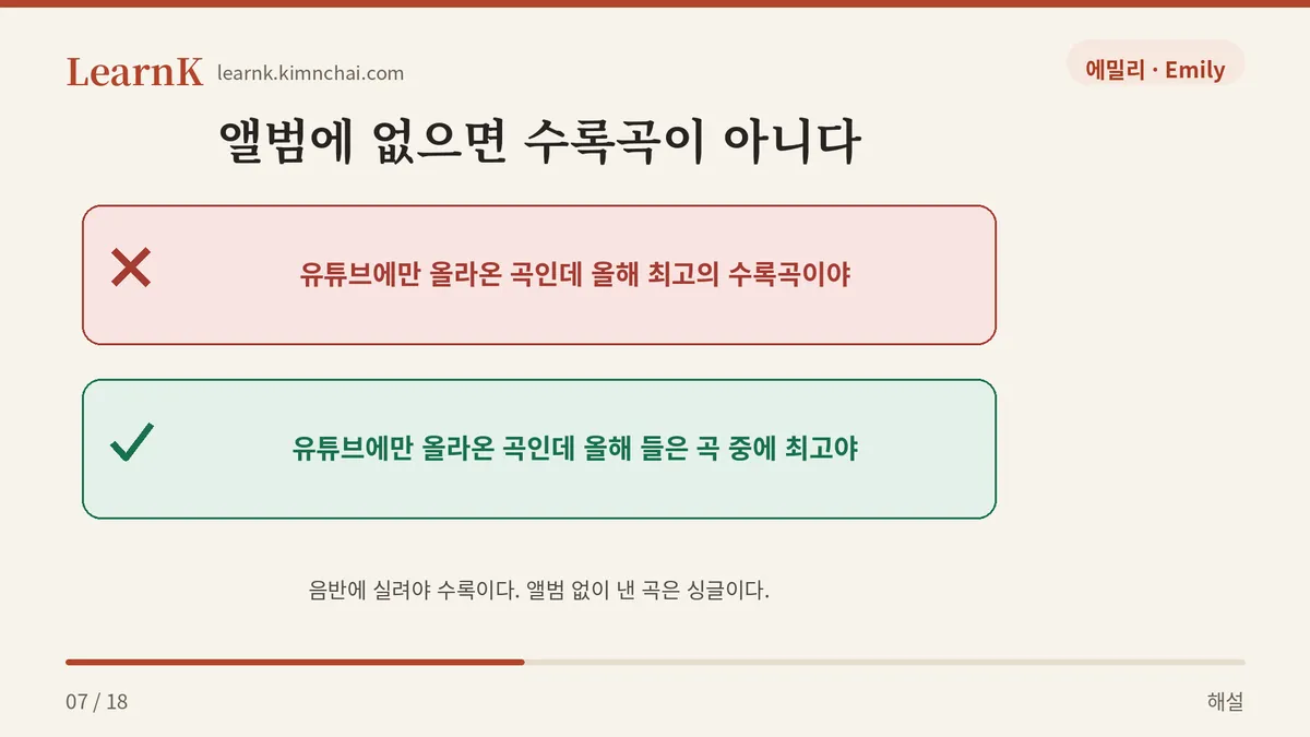 실려야 수록이다