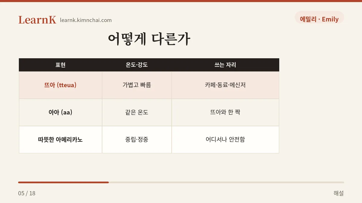 뜨아 · 아아 · 따뜻한 아메리카노