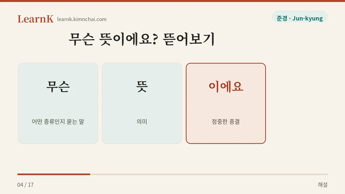 무슨 + 뜻 + 이에요