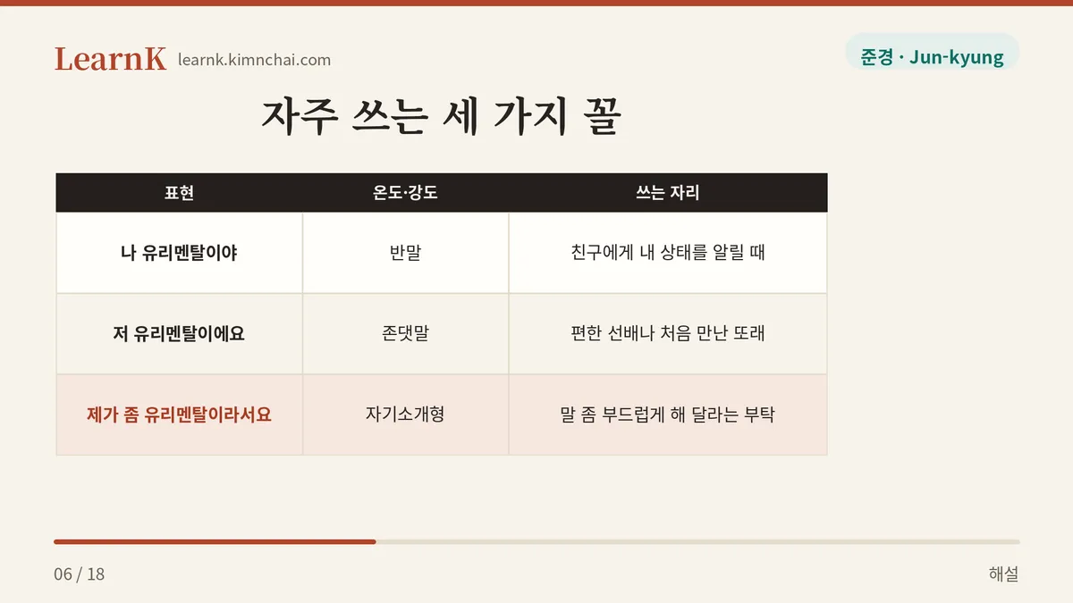 나 유리멘탈이야